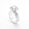 5.00 ct DEW White Round Cut Treated Moissanite Ring in Certified Beauty 18K Gold Plated