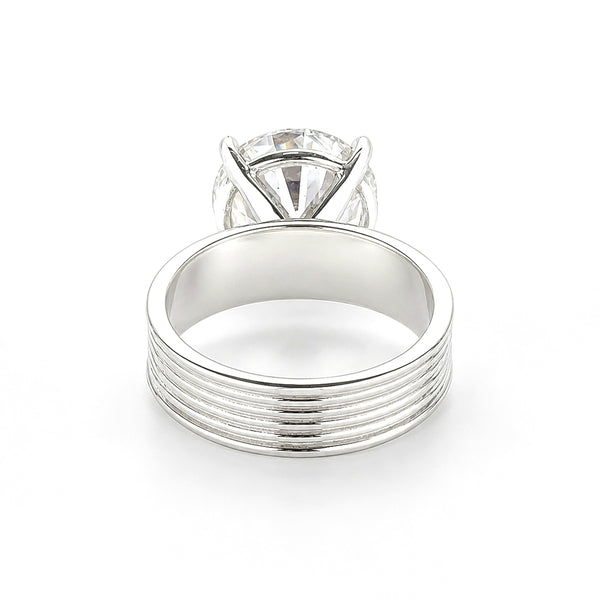 5.00 ct DEW White Round Cut Treated Moissanite Ring in Certified Beauty 18K Gold Plated