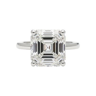 5.74 Ct Asscher Cut Off White Moissanite Ring in – Wedding Gift 18K Gold Plated Ver 18K Gold Plated