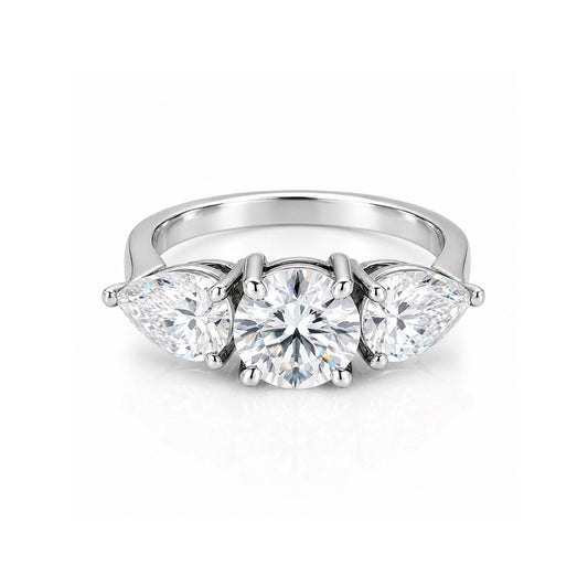 2.70 ct DEW Certified Round Cut Off White Moissanite Ring – Summer Proposal 18K Gold Plated