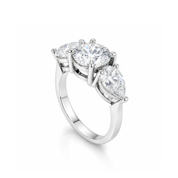 2.70 ct DEW Certified Round Cut Off White Moissanite Ring – Summer Proposal 18K Gold Plated