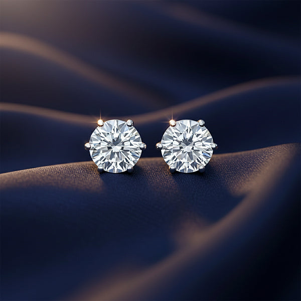 10.00ct DEW White Moissanite Round Stud Earrings