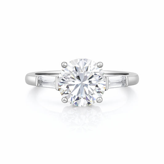 Certified 3.50 ct DEW Round Cut White Moissanite Solitaire Engagement Ring 18K Gold Pla 18K Gold Plated