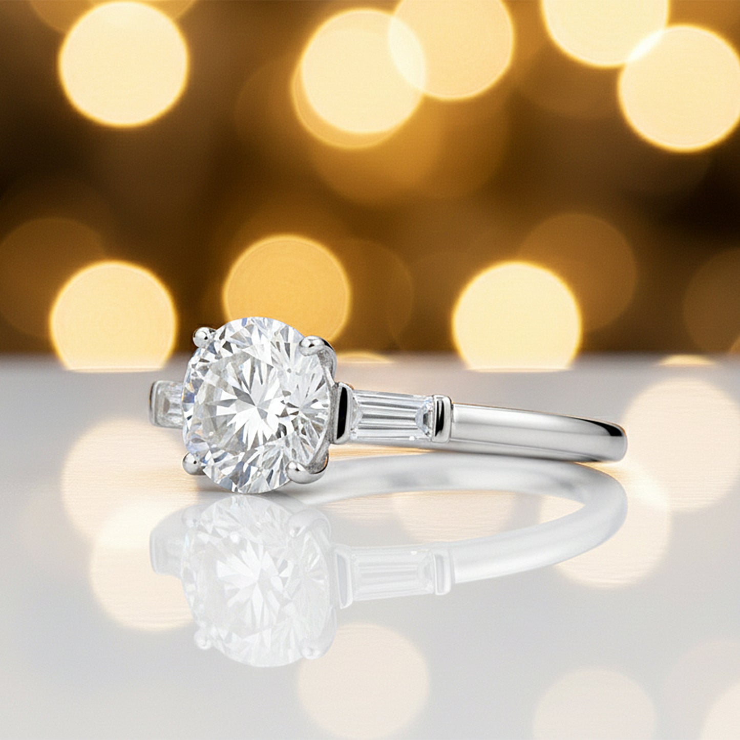 Certified 3.50 ct DEW Round Cut White Moissanite Solitaire Engagement Ring 18K Gold Pla 18K Gold Plated