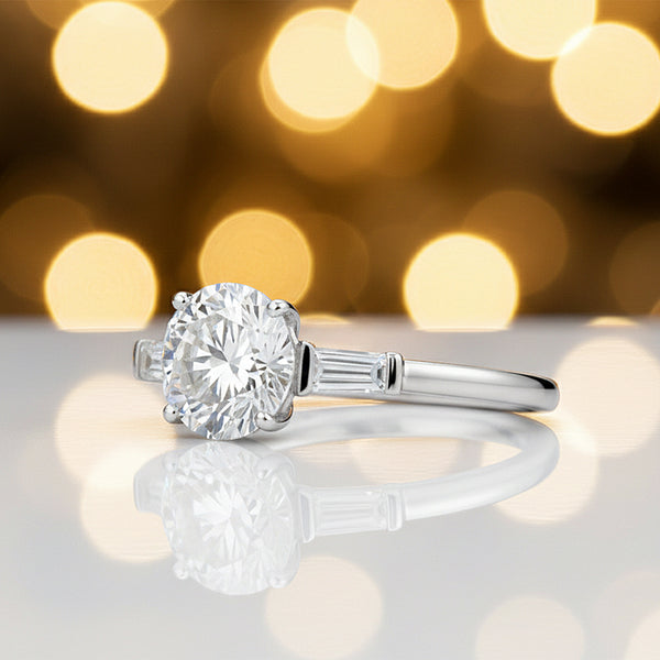 Certified 3.50 ct DEW Round Cut White Moissanite Solitaire Engagement Ring 18K Gold Pla 18K Gold Plated