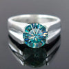 2.50 ct DEW Blue Treated Moissanite Solitaire Ring in Gift for Women 18K Gold Plated Ve 18K Gold Plated
