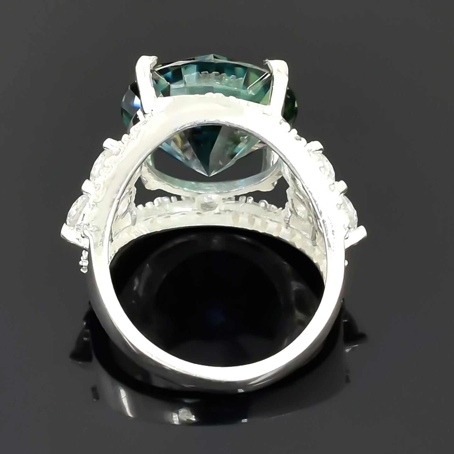 16.10 ct DEW Blue Moissanite Solitaire Ring Elegant Festival Gift for Her 18K Gold Plat 18K Gold Plated