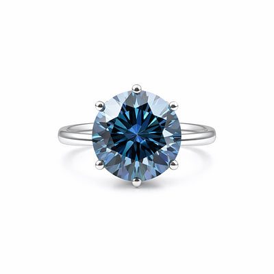 2.75 Ct Blue Moissanite Round Ring Engagement Gift Sparkling Shine 18K Gold Plated 18K Gold Plated