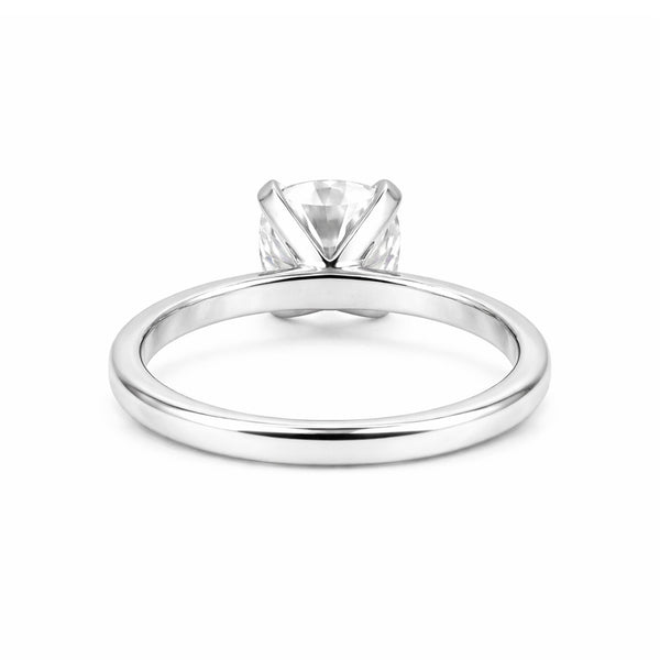 Close-up of cushion cut lab-grown diamond, VS1 clarity, full crown view