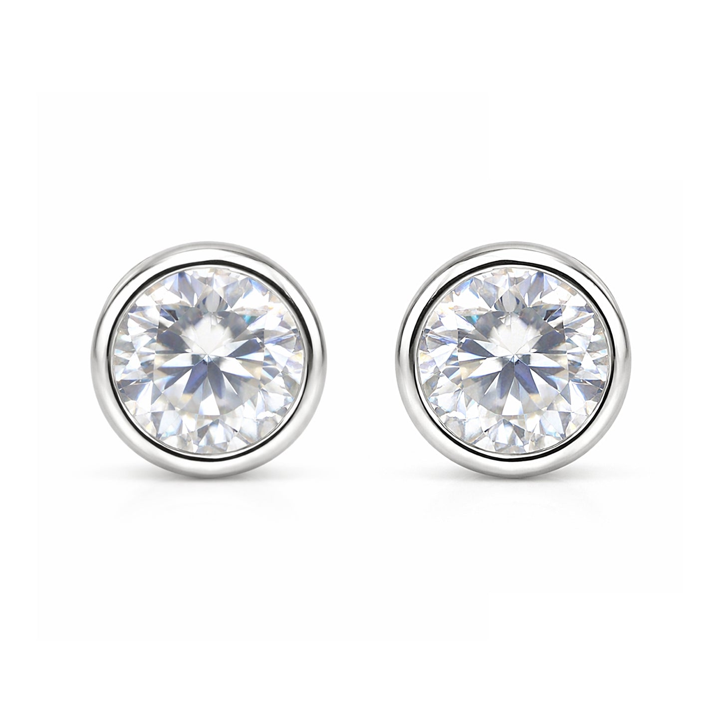 2.50 ct DEW Certified Treated White Moissanite Solitaire Studs Great Shine 18K Gold Pla 18K Gold Plated