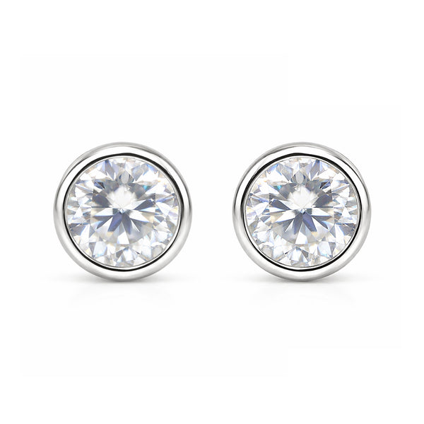 2.50 ct DEW Certified Treated White Moissanite Solitaire Studs Great Shine 18K Gold Pla 18K Gold Plated