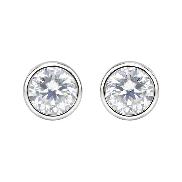 2 Ct Round Cut Lab Grown Diamond Stud Earrings — VS1 Clarity, 18k Gold Vermeil