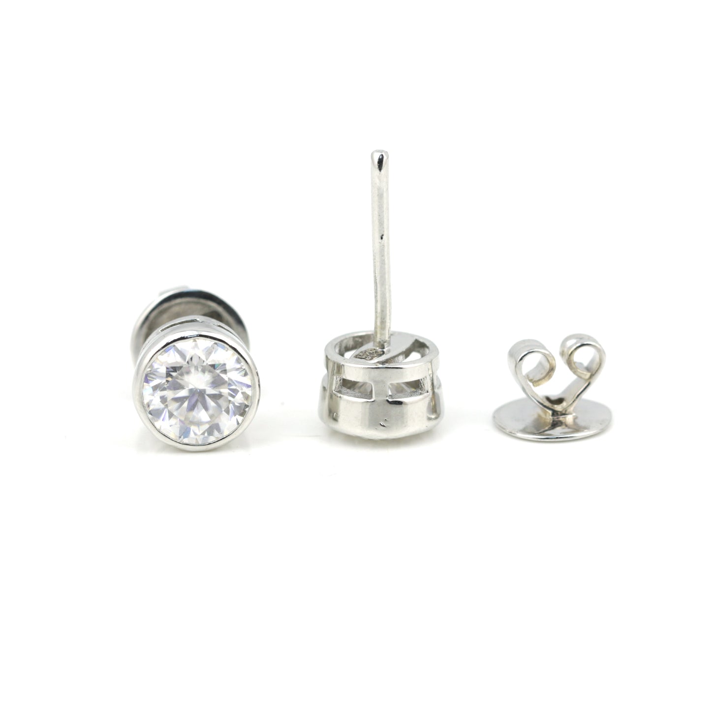 2.50 ct DEW Certified Treated White Moissanite Solitaire Studs Great Shine 18K Gold Pla 18K Gold Plated