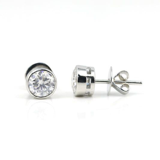 2.50 ct DEW Certified Treated White Moissanite Solitaire Studs Great Shine 18K Gold Pla 18K Gold Plated