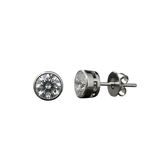 2 Ct Round Cut Lab Grown Diamond Stud Earrings — VS1 Clarity, 18k Gold Vermeil