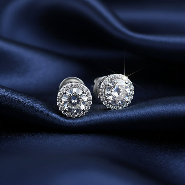 3.50 Ct Round Cut Lab Grown Diamond Stud Earrings — VS1 Clarity, 18k Gold Vermeil