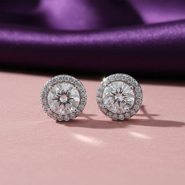 3.50 Ct Round Cut Lab Grown Diamond Stud Earrings — VS1 Clarity, 18k Gold Vermeil
