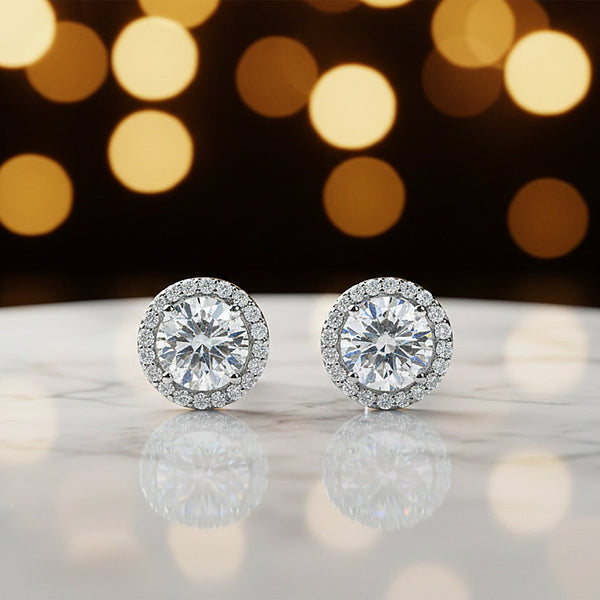 4.20 Ct Certified White Moissanite Stud Earrings In Vermeil 925 Silver Gift