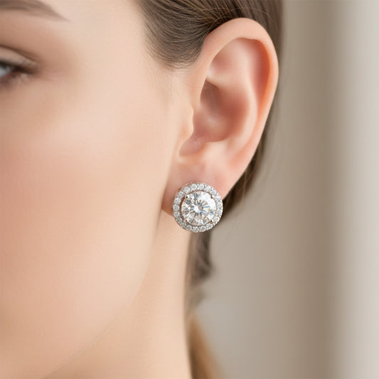 4.20 Ct Certified White Moissanite Stud Earrings In Vermeil 925 Silver Gift