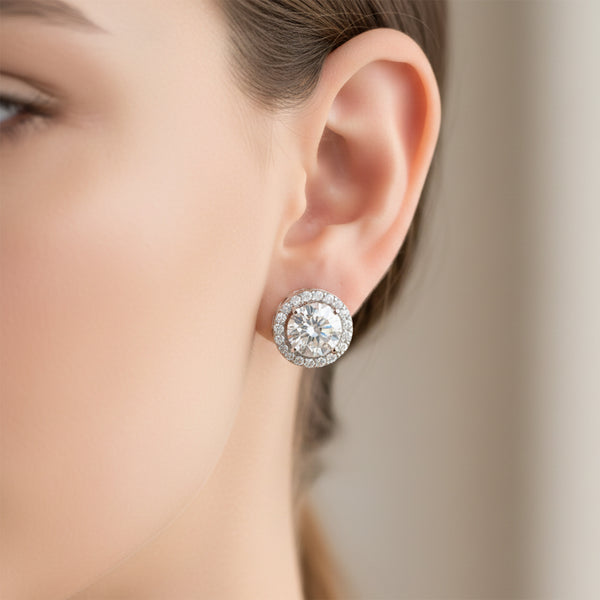 4.20 Ct Certified White Moissanite Stud Earrings In Vermeil 925 Silver Gift