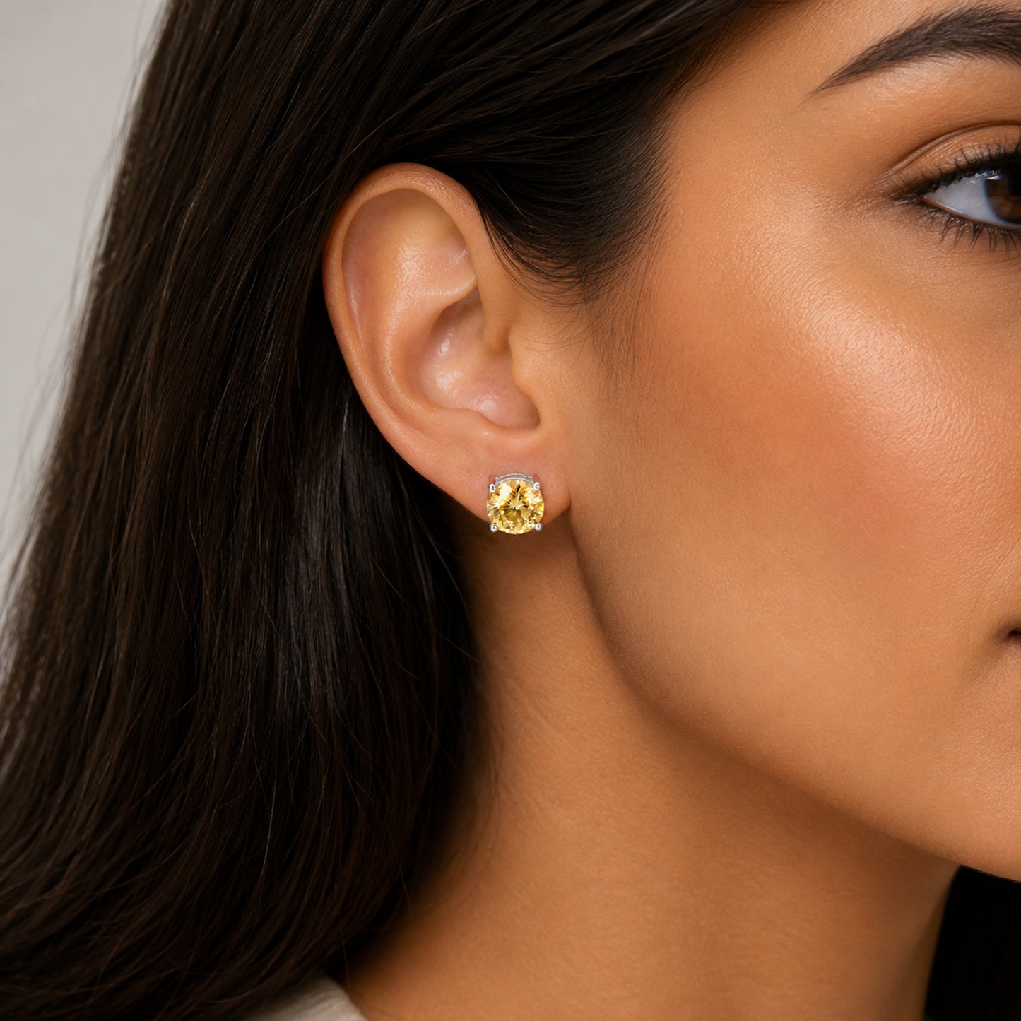 4.40 ct DEW Champagne Moissanite Stud Earrings Gold Vermeil – Wedding Gift Jewelry