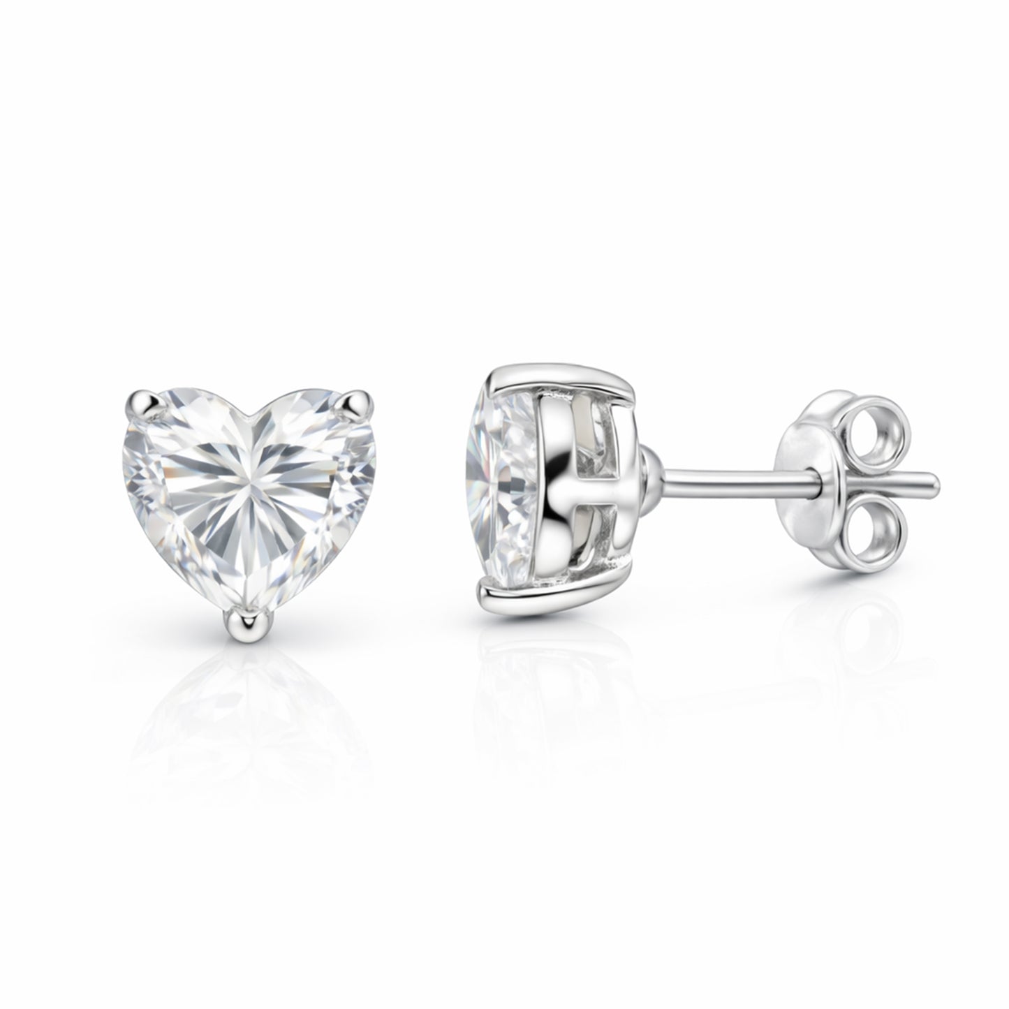 2.60 ct DEW Certified Treated White Moissanite Solitaire Studs Great Shine 18K Gold Pla 18K Gold Plated