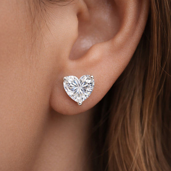 2.60 ct DEW Certified Treated White Moissanite Solitaire Studs Great Shine 18K Gold Pla 18K Gold Plated