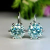 7.50 ct DEW Blue Moissanite Dangler Earrings Gold Vermeil Statement Gift for Her