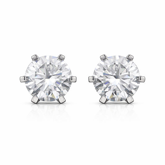 5.80 ct DEW Round Off-White Moissanite Stud Earrings Gold Vermeil