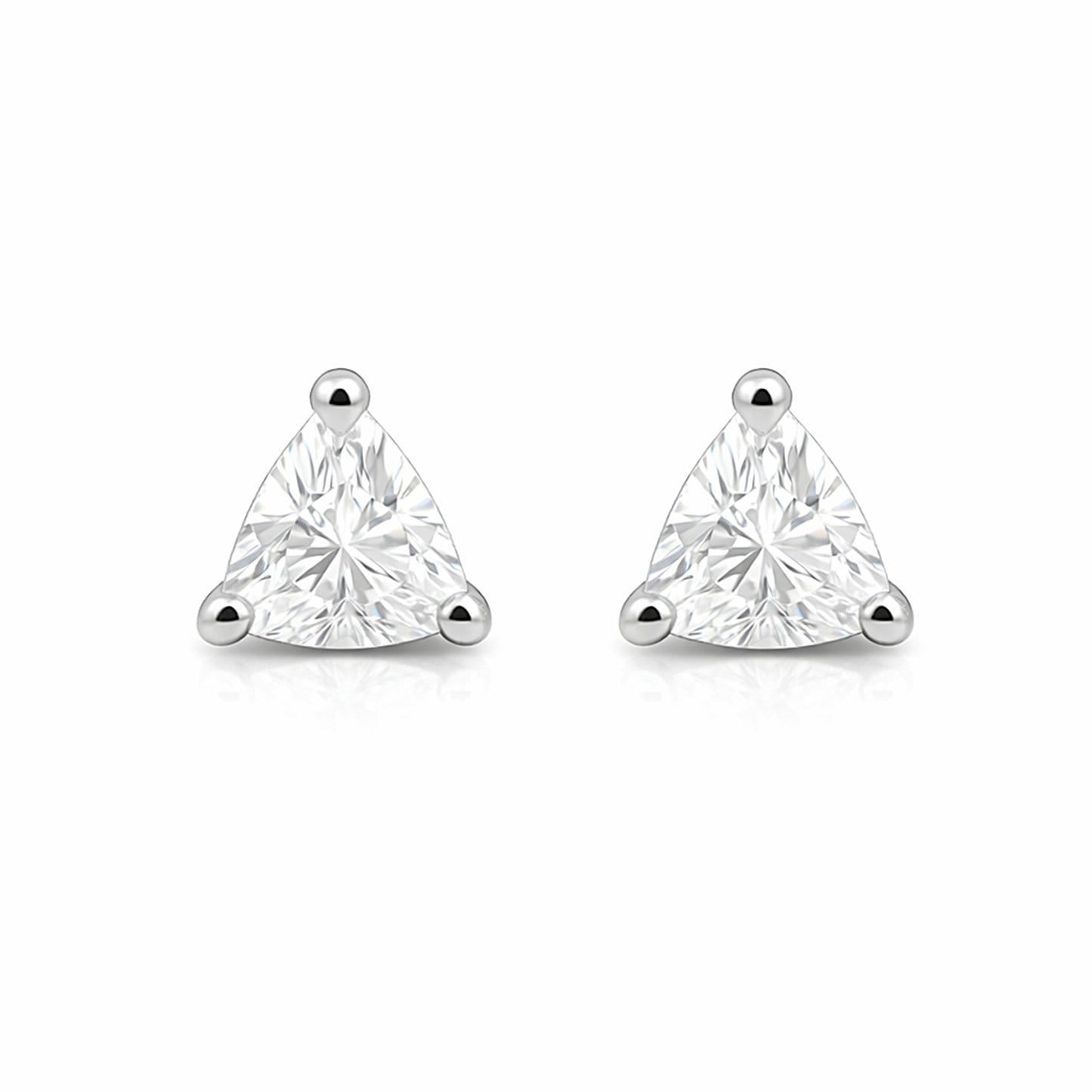 2 Ct Trillion Cut Lab Grown Diamond Stud Earrings — VS1 Clarity, 18k Gold Vermeil