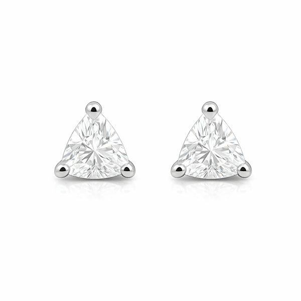 2 Ct Trillion Cut Lab Grown Diamond Stud Earrings — VS1 Clarity, 18k Gold Vermeil