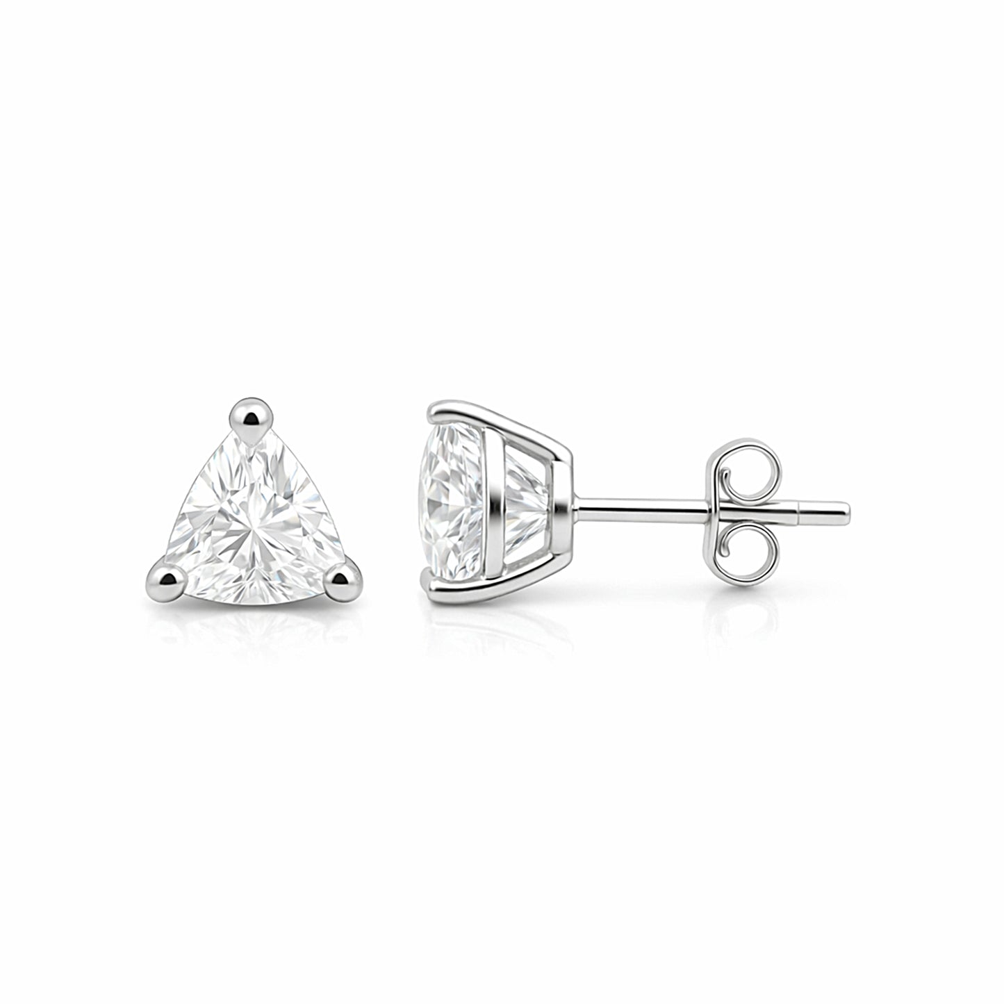 2 Ct Trillion Cut Lab Grown Diamond Stud Earrings — VS1 Clarity, 18k Gold Vermeil