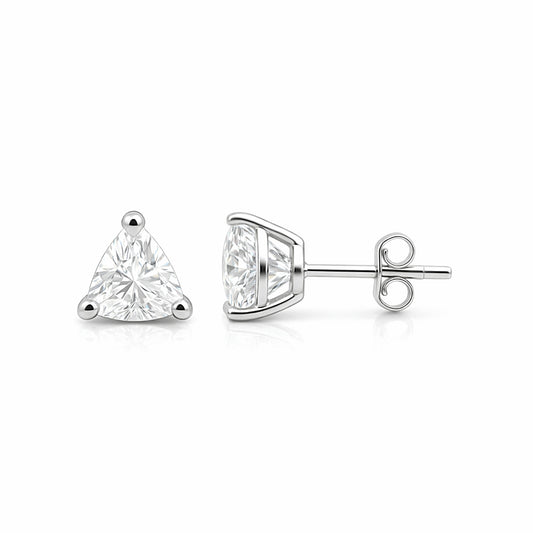 3.20 ct DEW Certified White Treated Moissanite Solitaire Stud Earrings In 18K Gold Plat 18K Gold Plated
