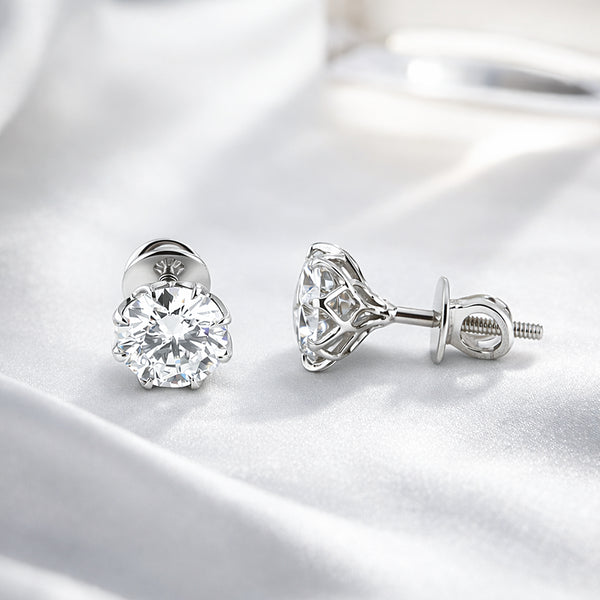 5.20 ct DEW Off-White Moissanite Stud Earrings Gold Vermeil – Sparkling Gift Deal