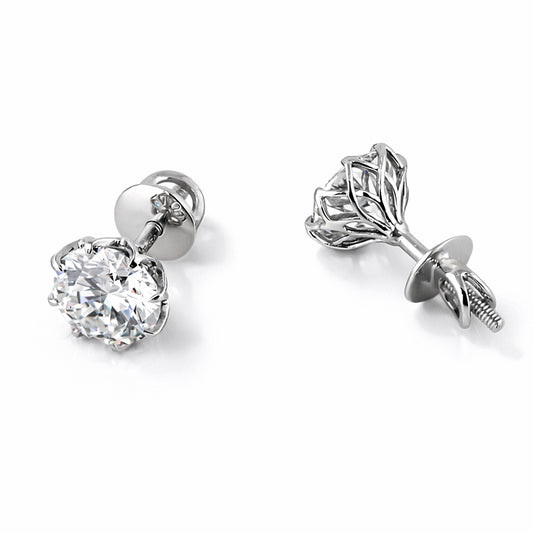 2 Carat Round Lab Diamond Solitaire Studs