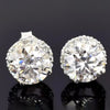 5.50 ct DEW Round Cut Off-White Moissanite Stud Gold Vermeil Certified Great Luster