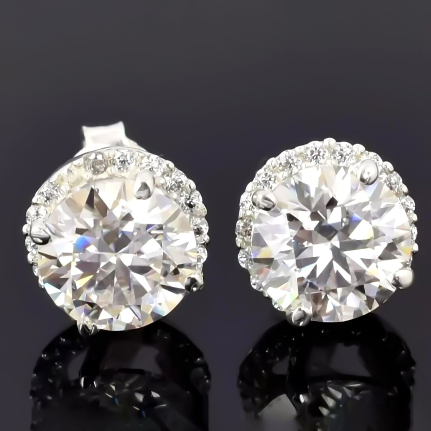 5.50 ct DEW Round Cut Off-White Moissanite Stud Gold Vermeil Certified Great Luster