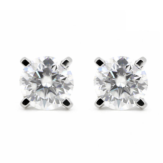 2.10 Ct Round Cut Lab Grown Diamond Stud Earrings — VS1 Clarity, 18k Gold Vermeil