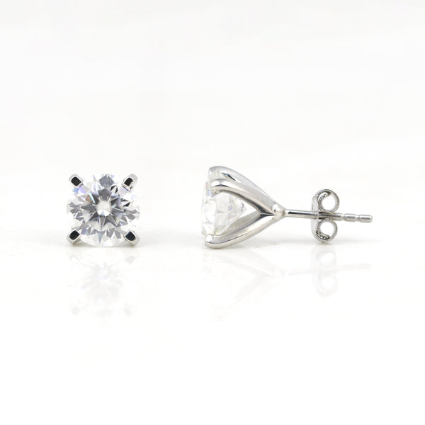 2.10 Ct Round Cut Lab Grown Diamond Stud Earrings — VS1 Clarity, 18k Gold Vermeil