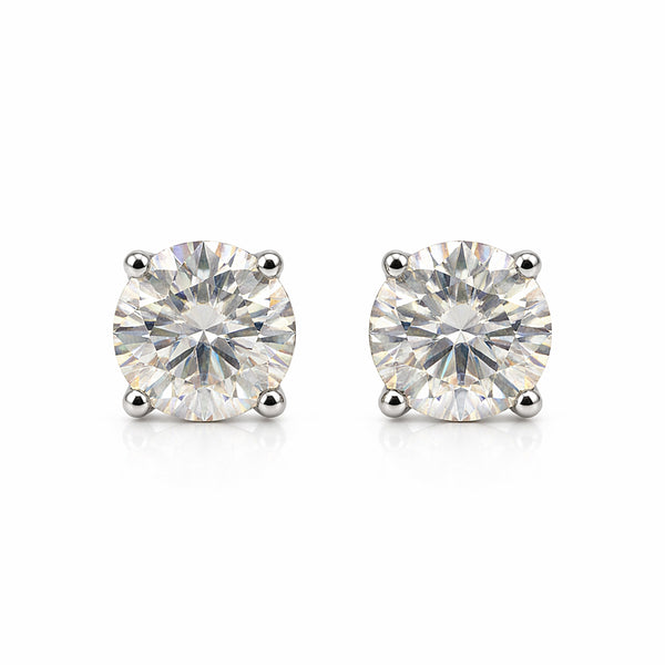2.40 Ct Round Cut Lab Grown Diamond Stud Earrings — VS1 Clarity, 18k Gold Vermeil