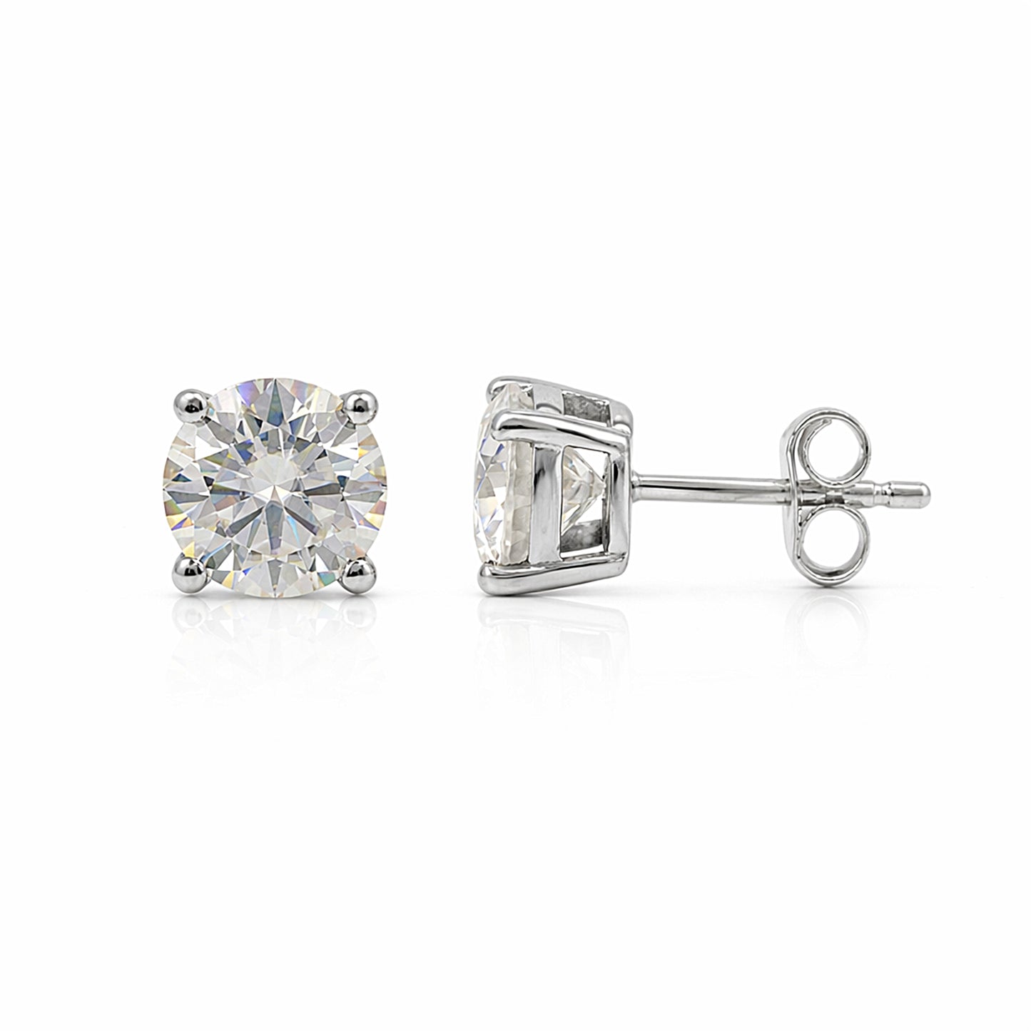 Certified 4.40 ct DEW Round Cut Treated White Moissanite Solitaire Studs 18K Gold Plate 18K Gold Plated