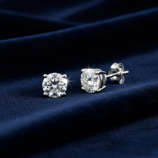 2.40 Ct Round Cut Lab Grown Diamond Stud Earrings — VS1 Clarity, 18k Gold Vermeil