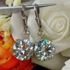 8 ct DEW Treated White Moissanite Dangler Earrings Gold Vermeil Certified Jewelry