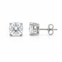 4 ct DEW Cushion White Moissanite Certified Stud Earrings In Vermeil 925 Silver