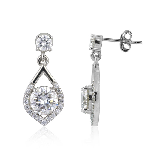 5 Ct White Moissanite Dangler Earrings Gold Vermeil Certified Beautiful