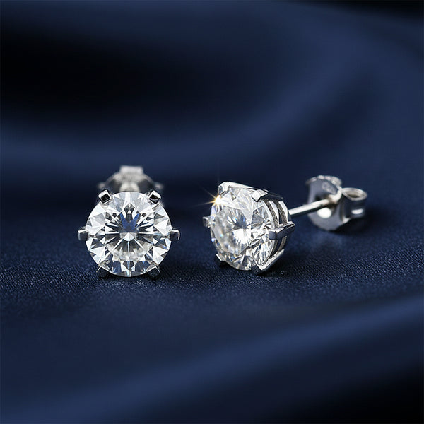 1.80 Ct Round Cut Lab Grown Diamond Stud Earrings — VS1 Clarity, 18k Gold Vermeil