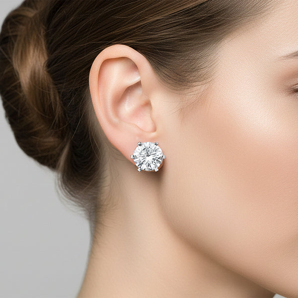1.80 Ct Round Cut Lab Grown Diamond Stud Earrings — VS1 Clarity, 18k Gold Vermeil
