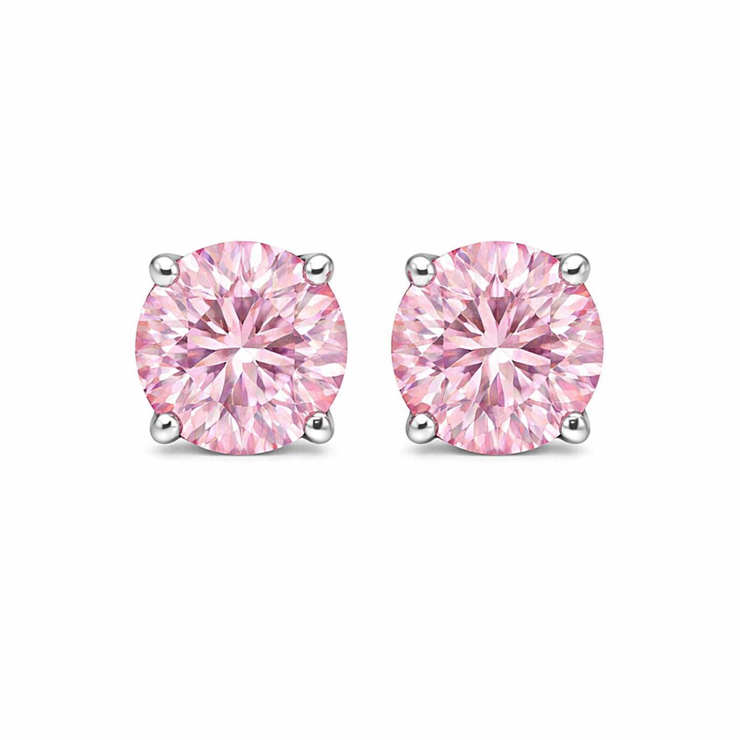 2 Ct Pink Moissanite Stud Earrings Gold Vermeil Treated Certified Romantic Gift