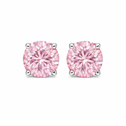 2 ct DEW Pink Moissanite Stud Earrings Gold Vermeil Treated Certified Romantic Gift