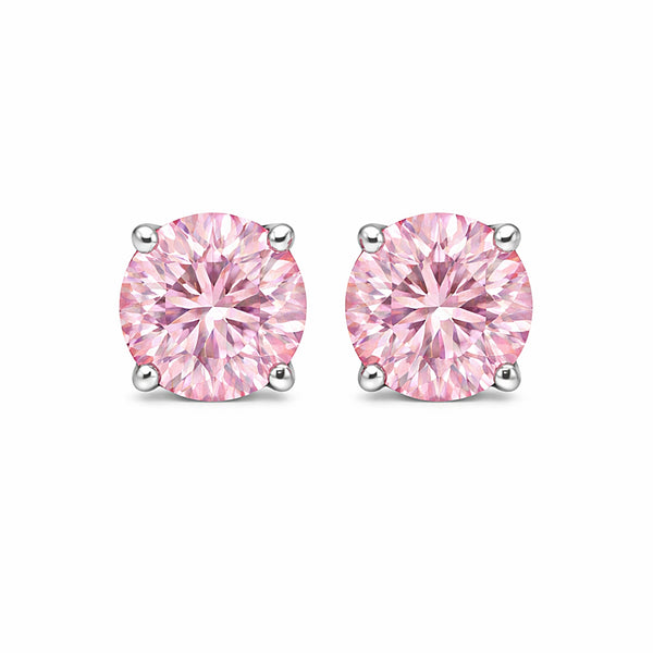 2 Ct Pink Moissanite Stud Earrings Gold Vermeil Treated Certified Romantic Gift